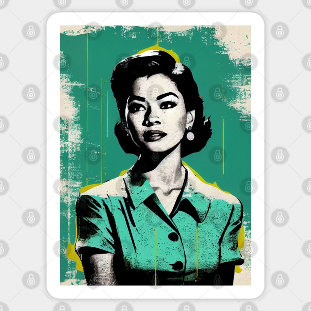 Vintage asian woman in pop-art style Sticker by loucaski